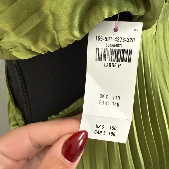 NWT Abercrombie & Fitch Green Pleated Cut Out Maxi sz Large - Picture 7 of 8